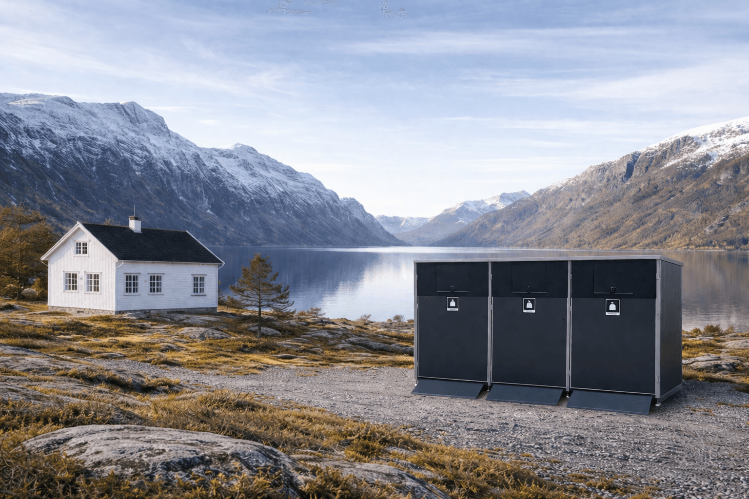 Avfallsskap og barnevognskap i utendørs miljø