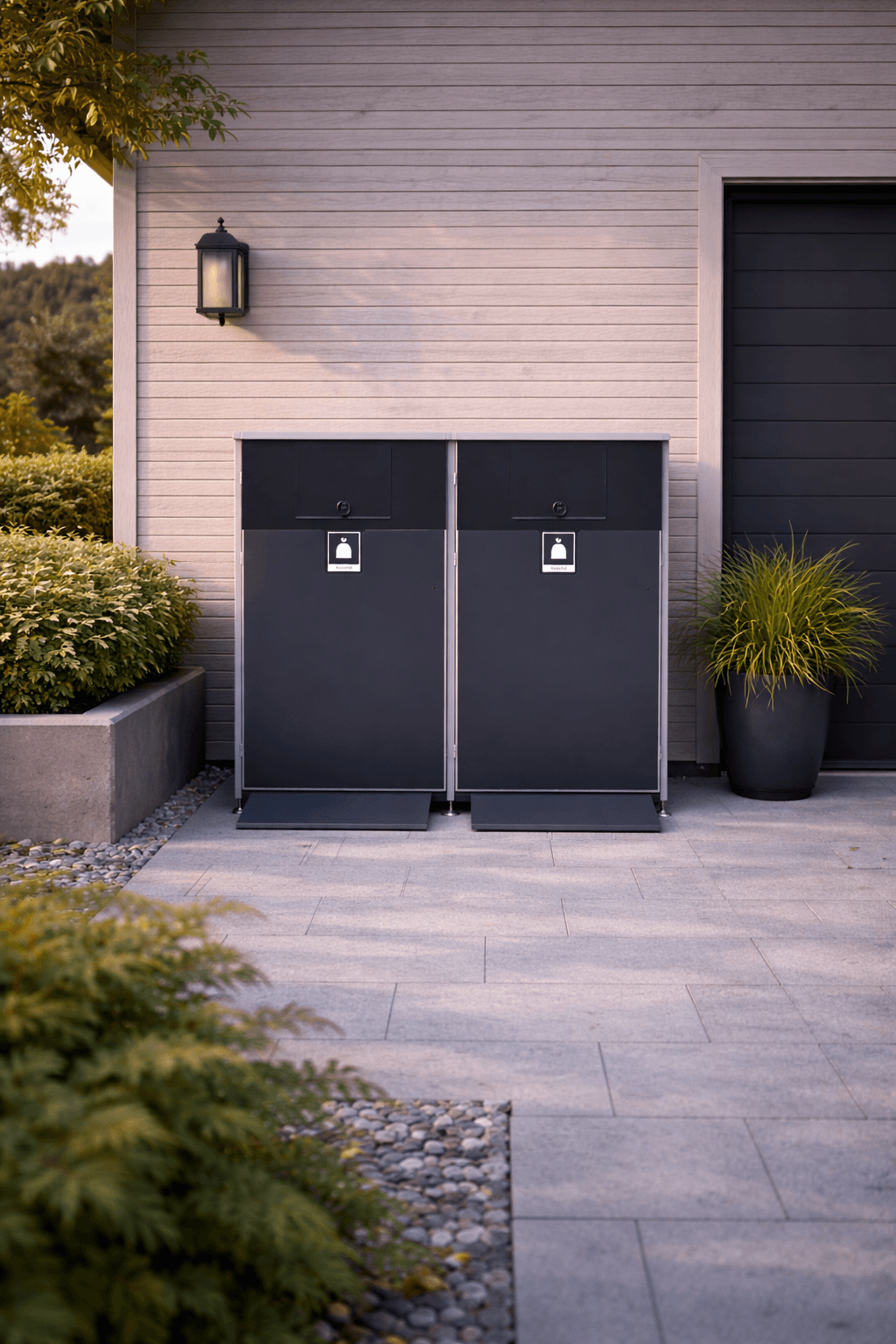 Avfallsskåp med 2 luckor