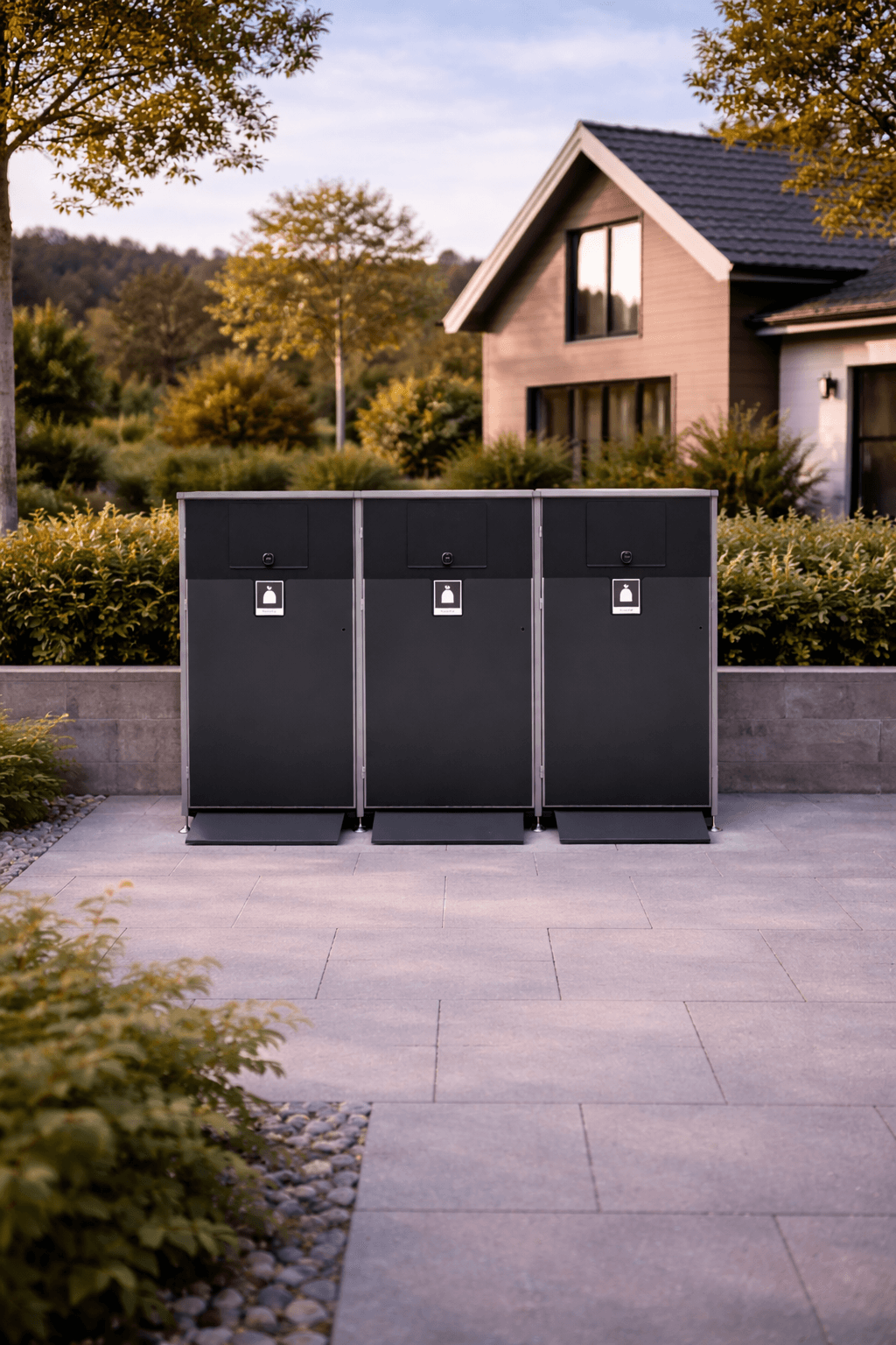 Avfallsskåp med 3 luckor