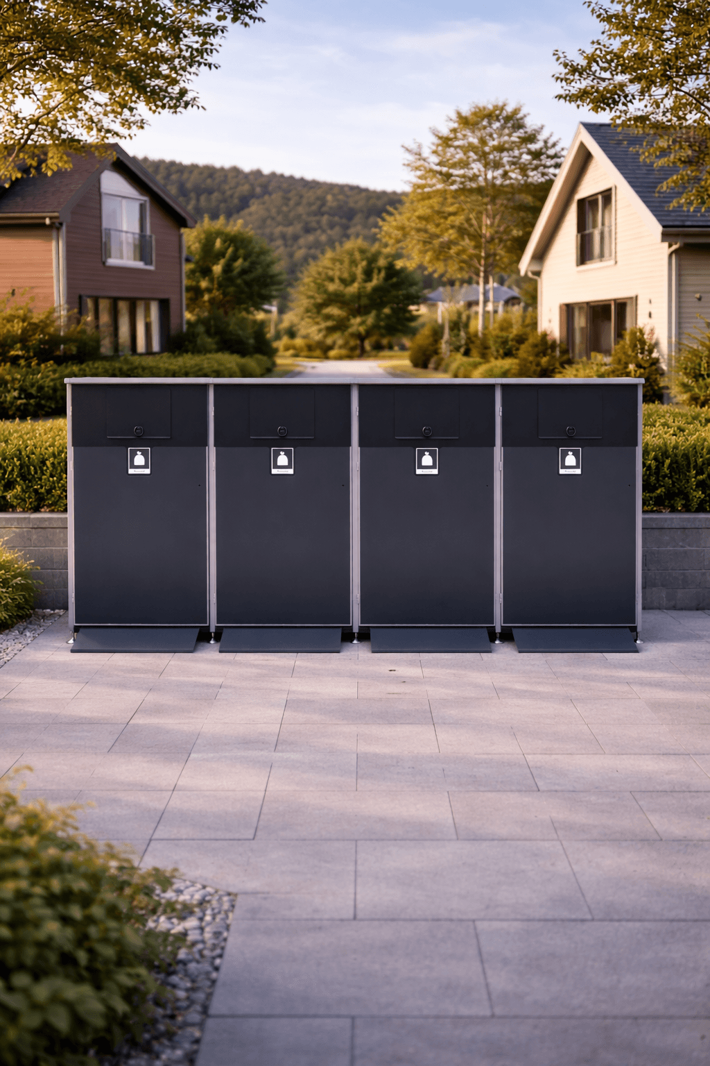 Avfallsskåp med 4 luckor