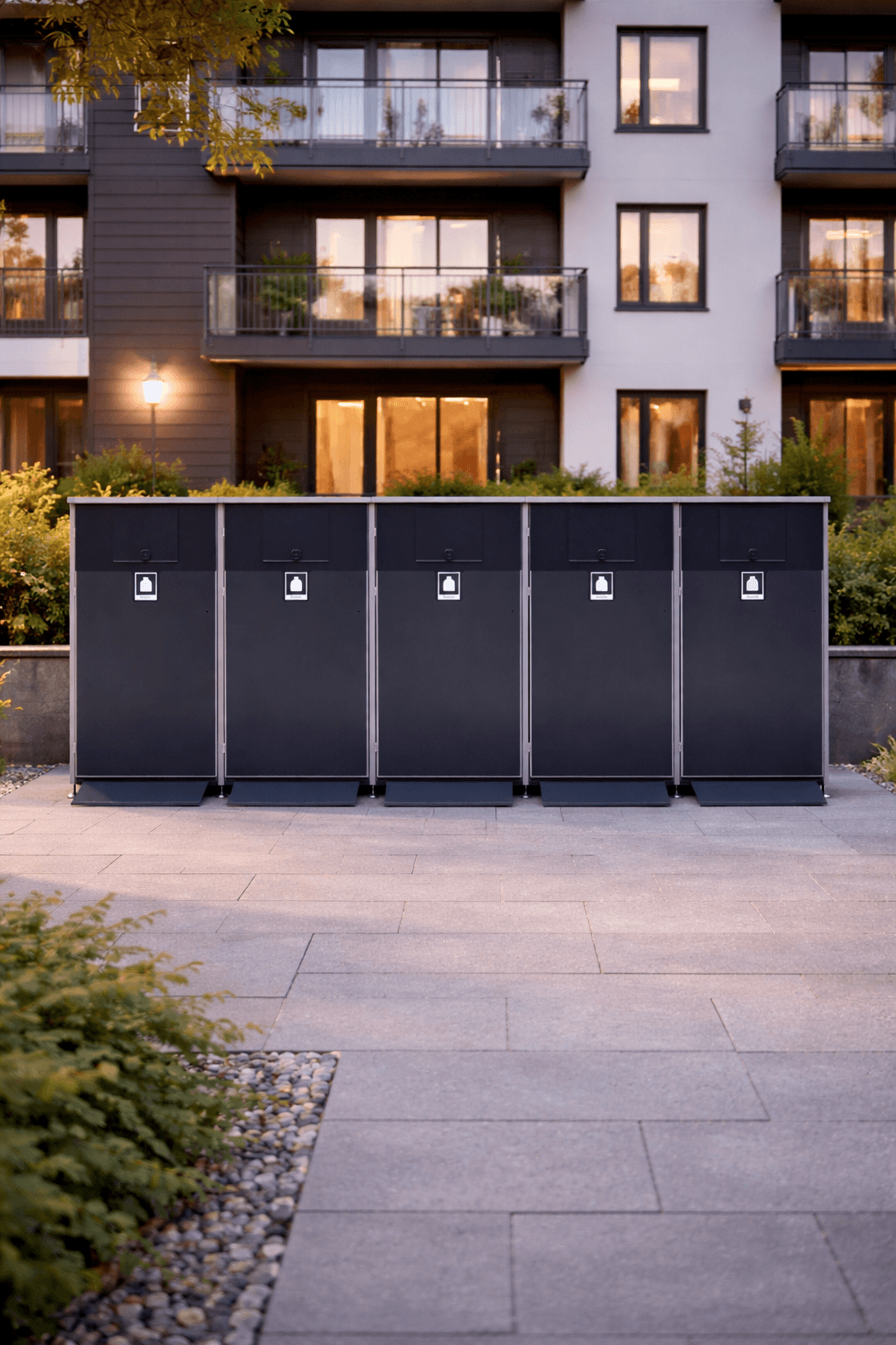 Avfallsskåp med 5 luckor